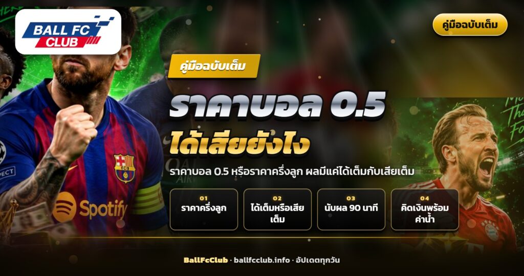 ภาพปกราคาบอล 0.5 ราคาครึ่งลูกในฟุตบอล