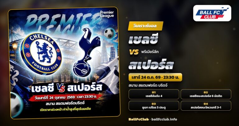 ภาพปกวิเคราะห์บอล เชลซี พบ สเปอร์ส พรีเมียร์ลีก ที่สแตมฟอร์ด บริดจ์
